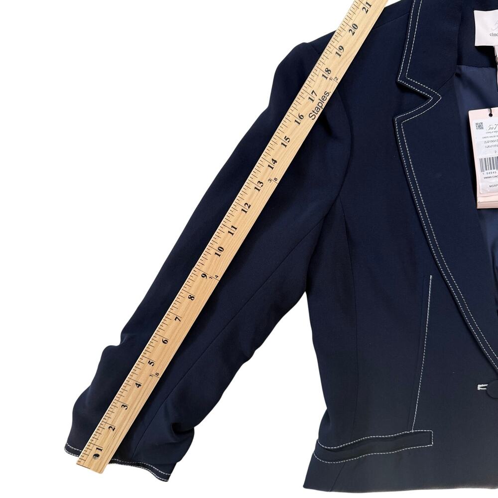 CINQ A SEPT Navy Crepe Khloe Blazer - Picture 12 of 13